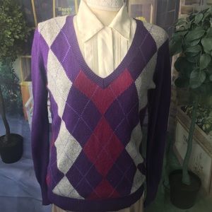 purple v-neck sweater M